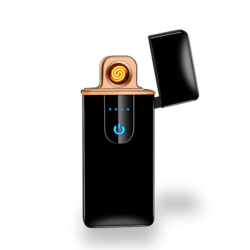 Isqueiro eletrico recarregavel USB touch preto foto do produto