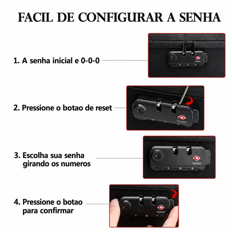 bolsa-com-senha-preta-passo-a-passo-configurar-cadeado - Tutorial em portugues para configurar a senha da trava numerica.