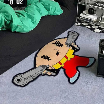 Tapete cartoon gangster com personagem armado em quarto de estilo urbano