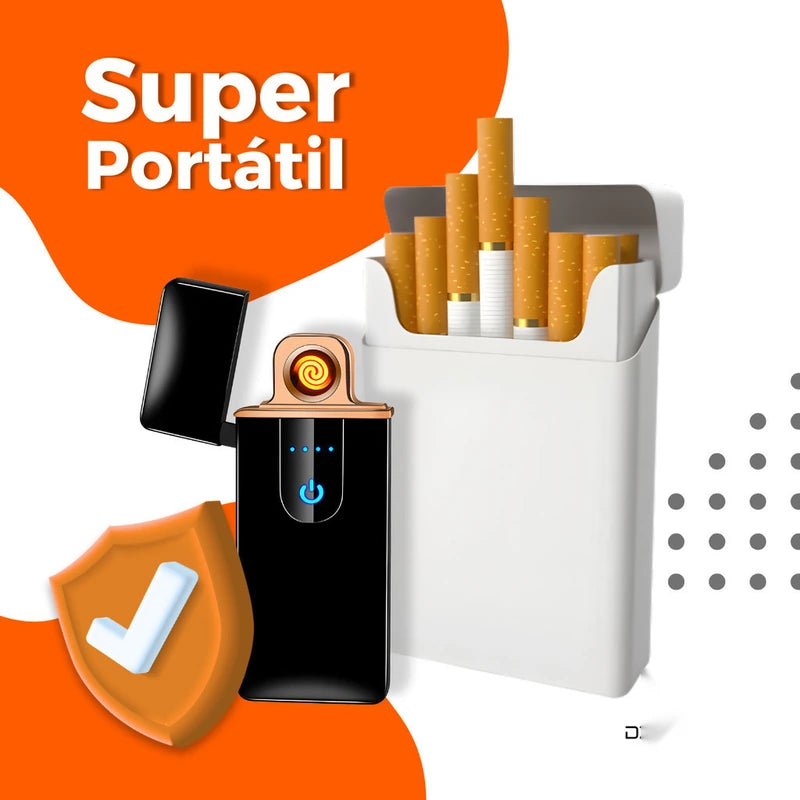 Isqueiro eletrico USB touch preto super portatil para bolso