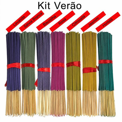 Kit Verão de incenso de palito com sete aromas e 140 unidades