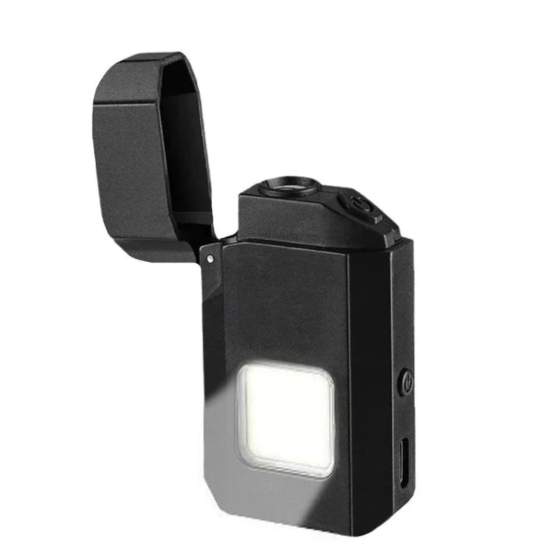 Isqueiro eletrico recarregavel com luz LED frontal acesa