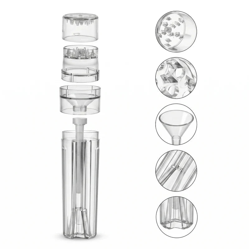 bolador-automatico-cone-3-em-1-branco-transparente-desmontado-pecas-internas