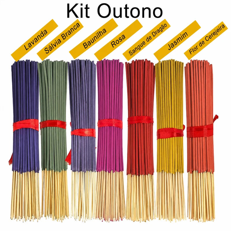 Kit Outono de incenso de palito com sete aromas e 140 unidades