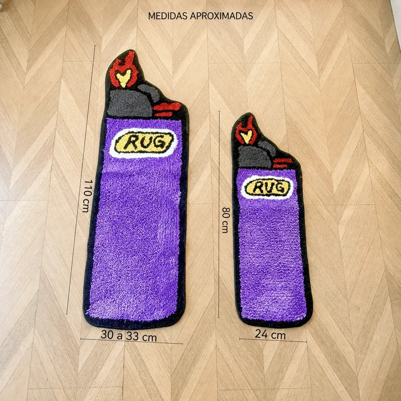 Medidas aproximadas do tapete isqueiro roxo