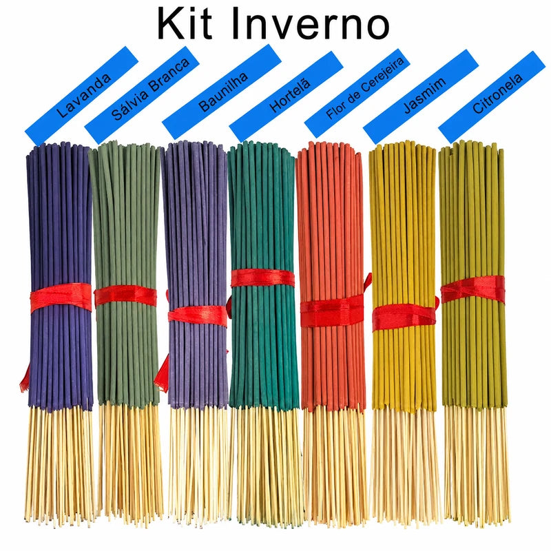 Kit Inverno de incenso de palito com sete aromas e 140 unidades