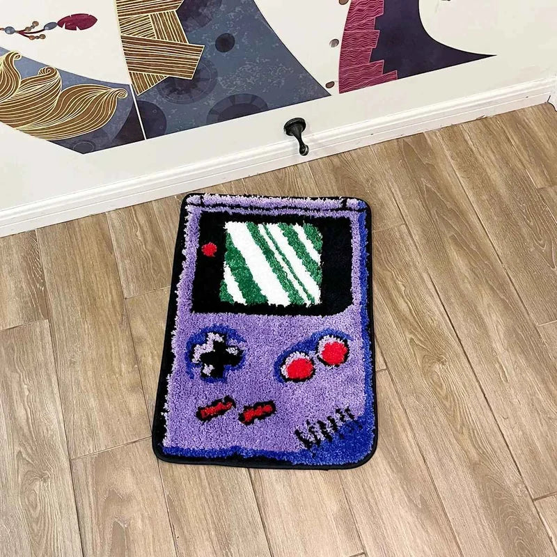 Tapete de console portátil retrô em ambiente com decoração gamer