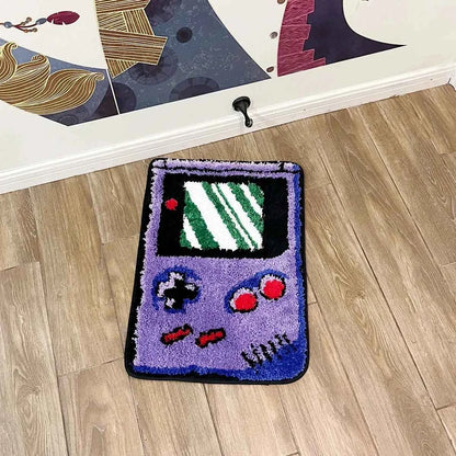 Tapete de console portátil retrô em ambiente com decoração gamer