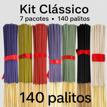 Kit Clássico de incenso de palito com sete pacotes e 140 unidades