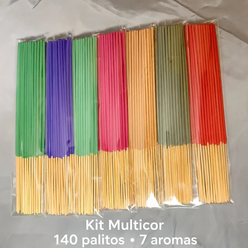 Kit Multicor de incenso de palito embalado em sete aromas