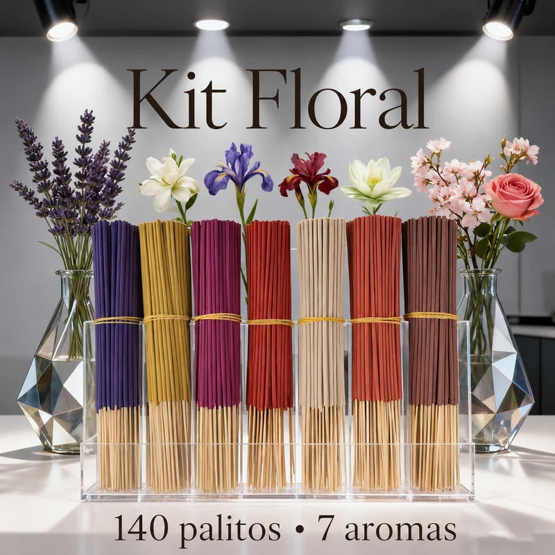 Kit Floral de incenso de palito com sete aromas e 140 unidades