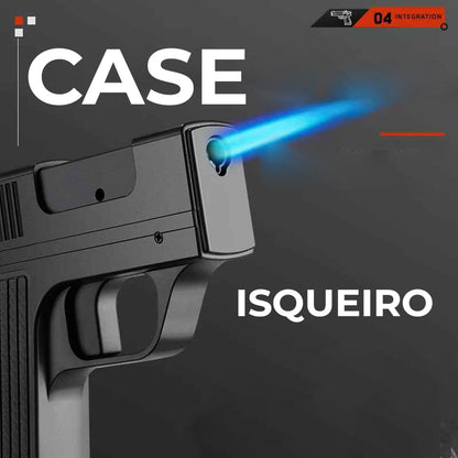 Isqueiro macarico Gun Case Puff detalhe do case e compartimento