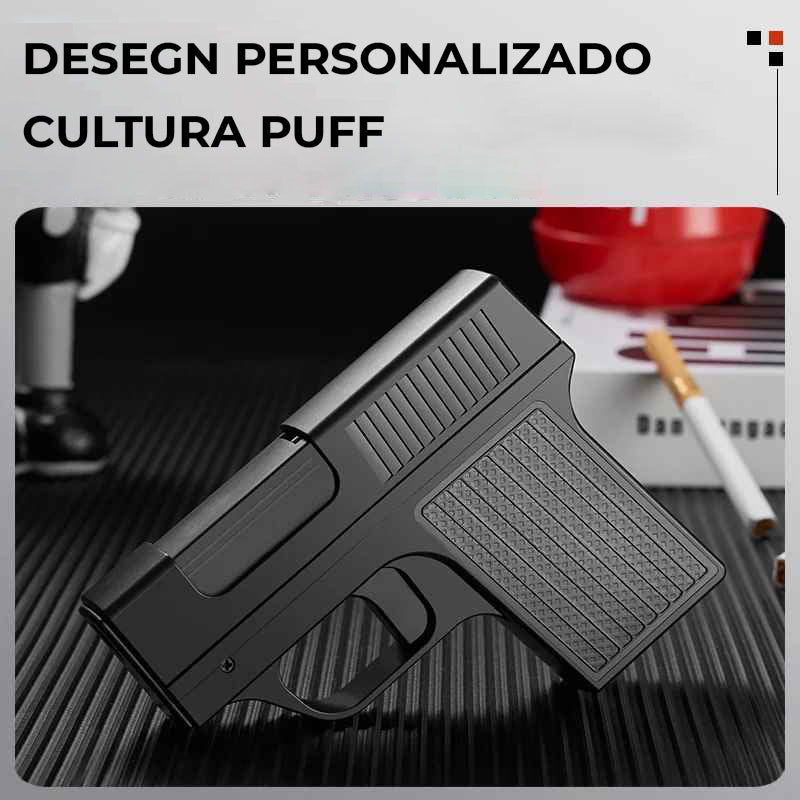 Isqueiro macarico Gun Case Puff angulo lateral do acessorio