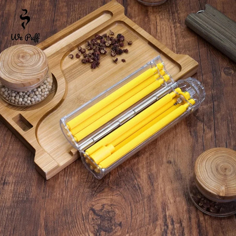 Bolador automatico para finos Slide amarelo em bandeja de madeira