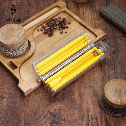 Bolador automatico para finos Slide amarelo em bandeja de madeira