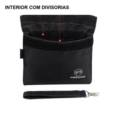 bolsa-anti-odor-preta-aberta-divisorias - Bolsa anti odor preta aberta mostrando divisorias internas.