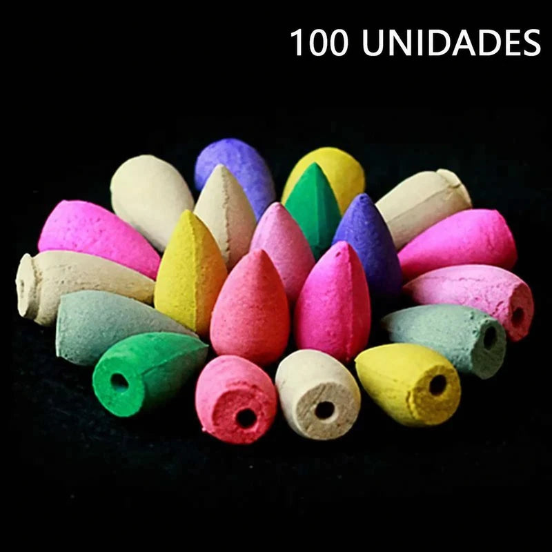 Cones de incenso cascata backflow pacote com 100 unidades