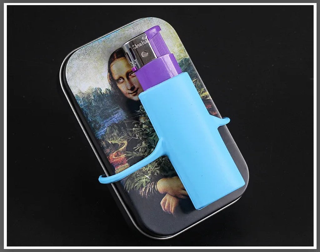 Porta-isqueiro de silicone em uso com isqueiro padrao