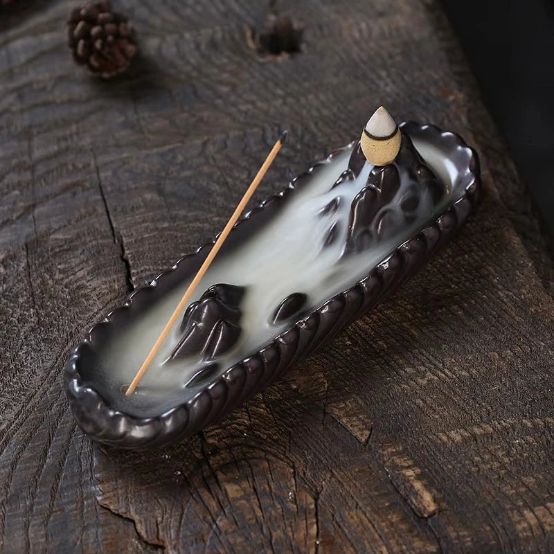 Vista superior do incensário 2 em 1 para cone backflow e vareta