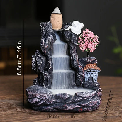 Medidas do incensário cascata backflow Jardim Zen modelo Árvore Rosa