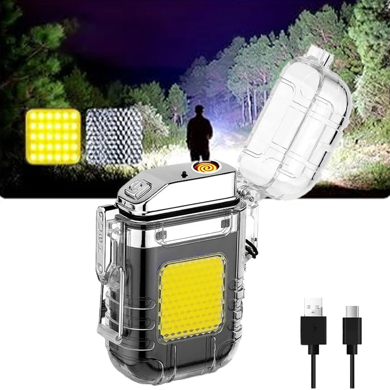 isqueiro-eletrico-usb-recarregavel-detalhe-produto - Detalhe do isqueiro eletrico USB recarregavel com corpo compacto e design portatil.