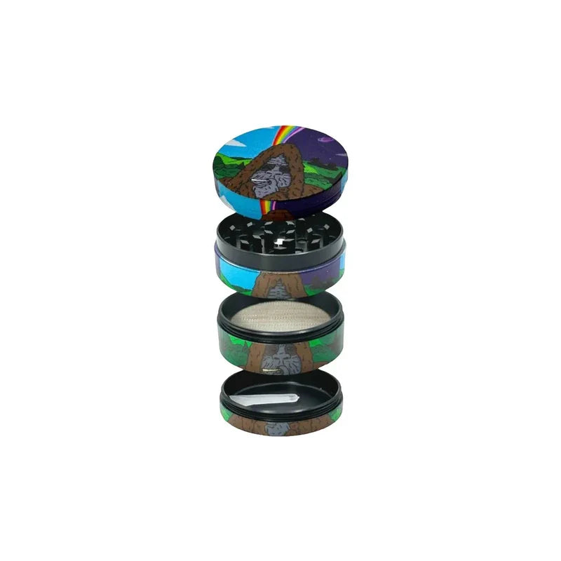 Dichavador de metal 4 partes desmontado com peneira e coletor