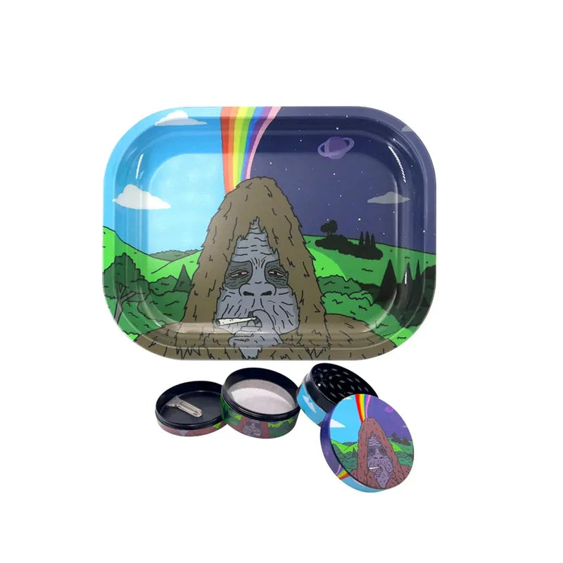 Kit bandeja de bolar com dichavador de metal 4 partes completo