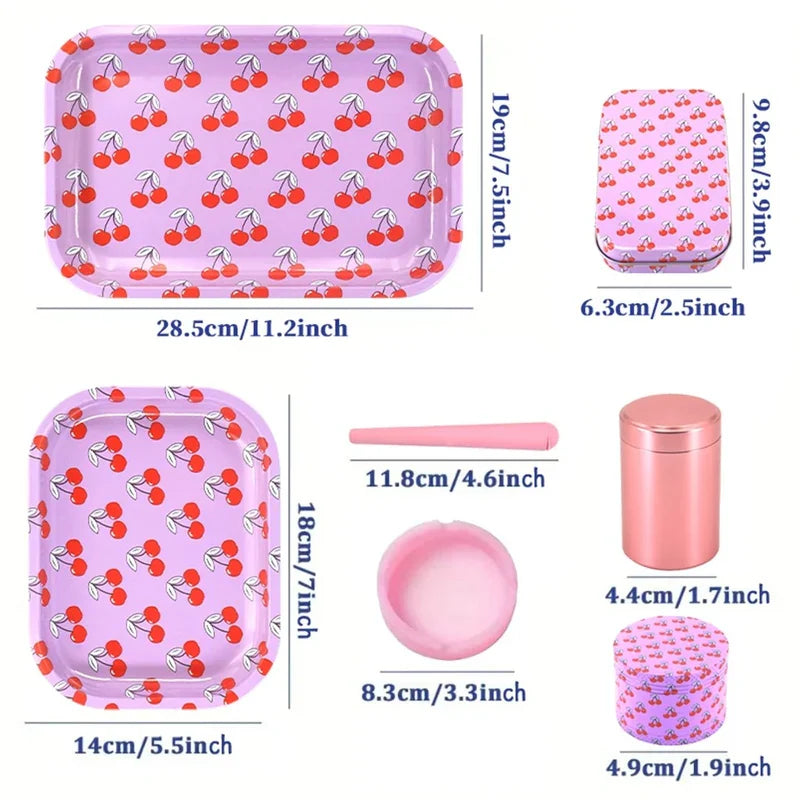 Kit Puff completo cereja com medidas dos itens