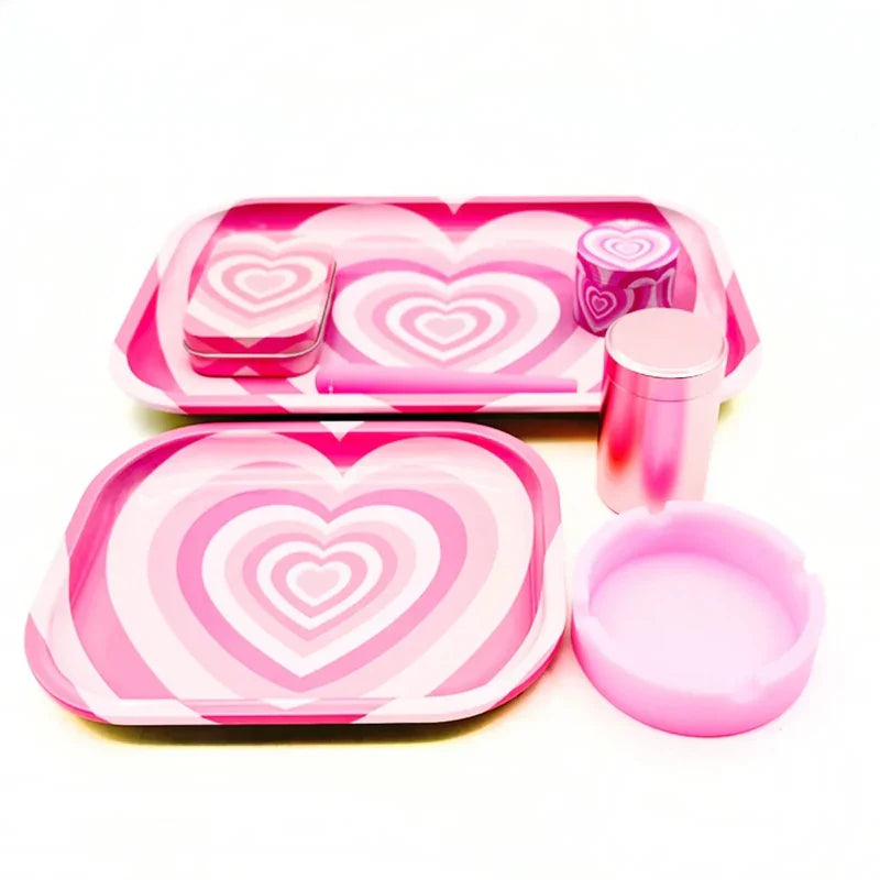 Kit Puff completo coracao com visao geral dos acessorios