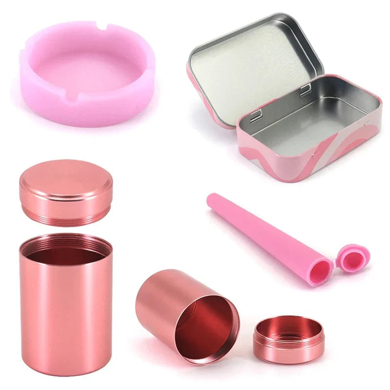 Kit Puff completo com dichavador, case, piteira e cinzeiro em detalhe