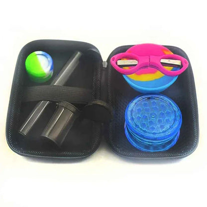Kit Puff Essence com case aberta e acessorios organizados