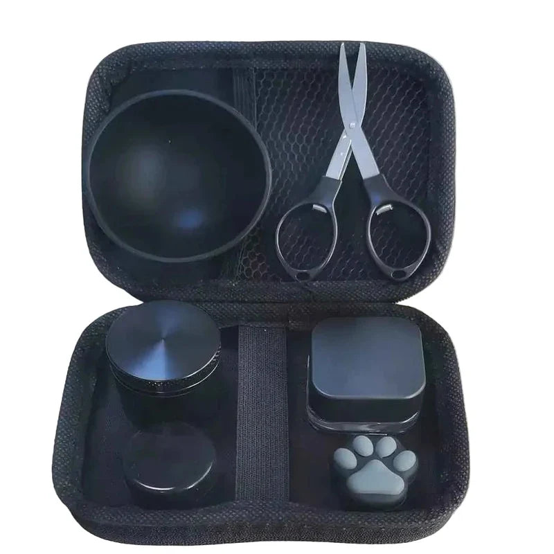 Kit Puff Onix all black com case aberta e acessorios organizados