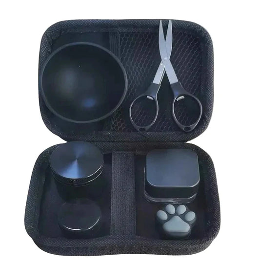 Kit Puff Onix all black com case aberta e acessorios organizados