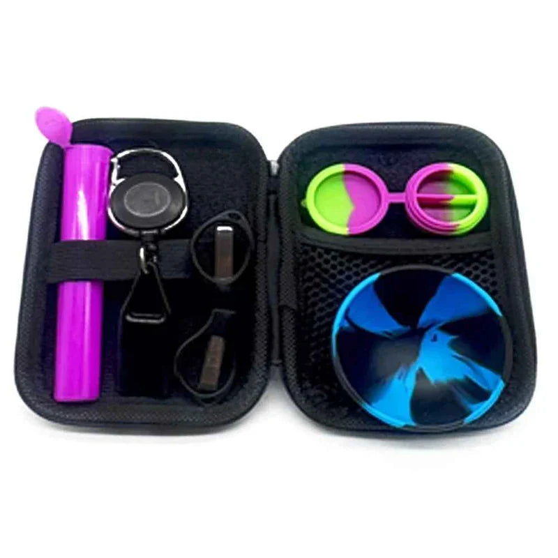Kit Puff Smile com case aberta e acessorios organizados