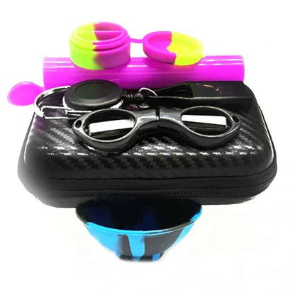 Kit Puff Smile com case Carbon e acessorios coloridos sobrepostos