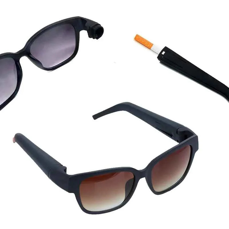 Tutorial do Óculos com esconderijo Puff Safe mostrando a haste aberta para guardar item pequeno
