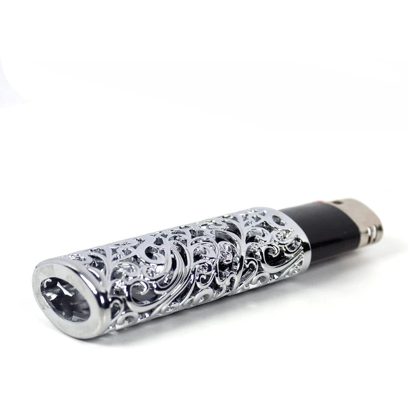 porta-isqueiro-bic-j6-prata-com-bic-j6-horizontal - Capa para isqueiro BIC J6 prata em posicao horizontal com encaixe full size.