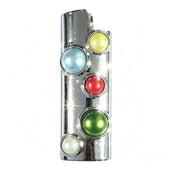 Porta-Isqueiro BIC Luxo Prata com Cristais Coloridos
