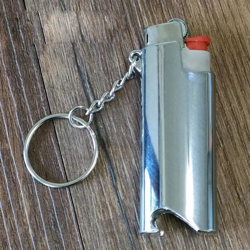 porta-isqueiro-bic-mini-j5-prata-com-abridor-chaveiro - Porta-isqueiro BIC Mini J5 prata com chaveiro e isqueiro compativel
