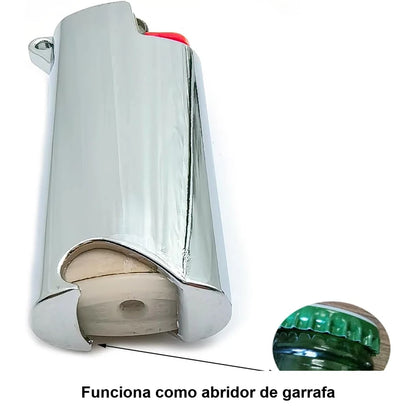 porta-isqueiro-bic-mini-j5-prata-com-abridor-funcao-abridor - Porta-isqueiro BIC Mini J5 prata funcionando como abridor de garrafa
